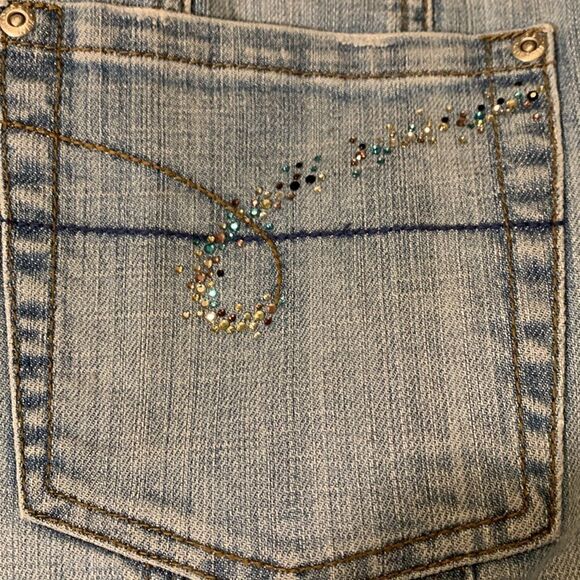 JEAN skirt by OLSEN of Europe, left sided zipper, 4 pockets, bedazzled ,38 - Picture 7 of 9
